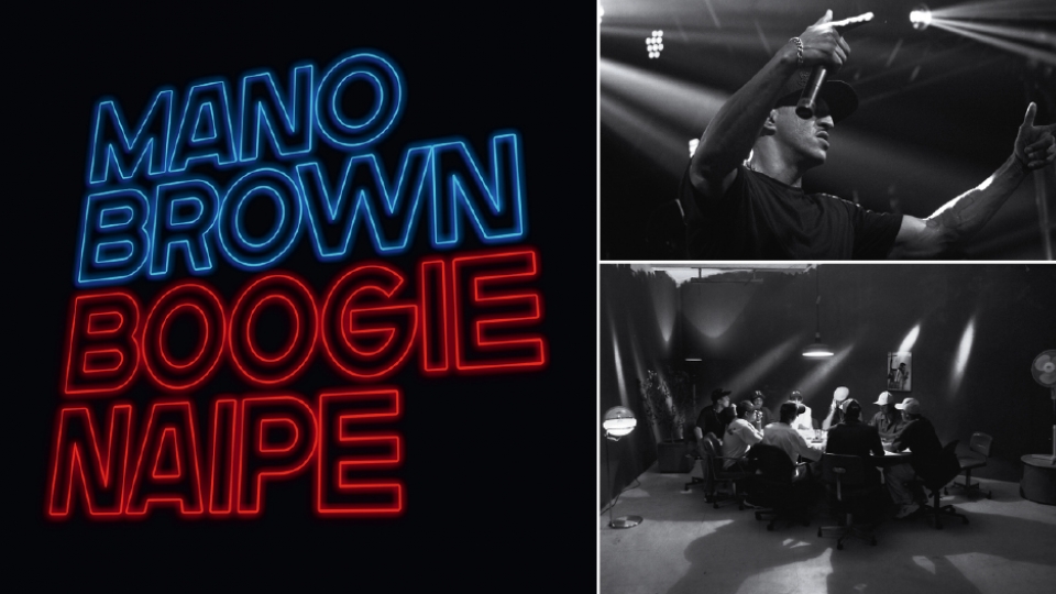 Capa do disco solo Boogie Naipe (2016); em show no Carioca Club, em 2014; carteado do Racionais nos anos 90