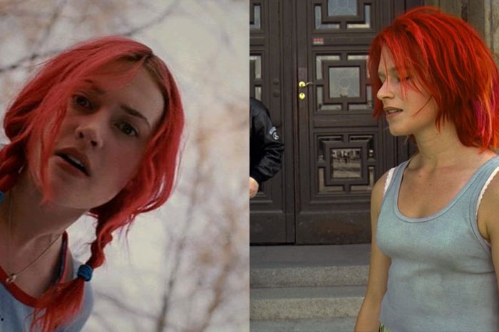 Kate Winslet em Brilho Eterno de uma Mente sem Lembranças - um laranja meio desbotado, mas estiloso. // Franka Potente em Corra, Lola, Corra - puro choque!