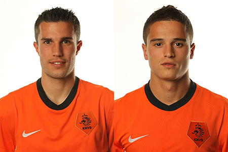 Assim, ao lado do lindo Ibrahim Afellay (à direita),  Robin Van Persie não é tão bonito, mas ele também representa bem a seleção holandesa na Copa