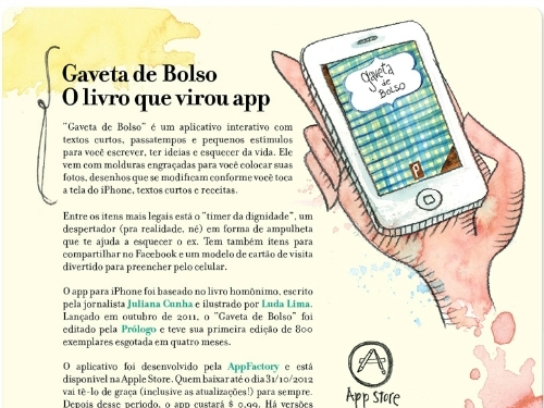 Gaveta de bolso em formato app