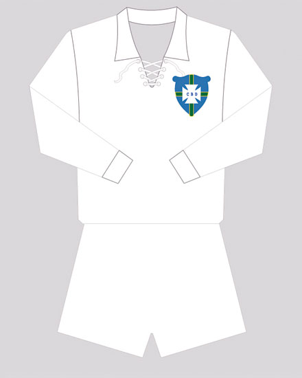 1917 ? Primeiro uniforme com o escudo da antiga CBD, usado no Sul-Americano