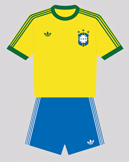 1977 ? A Confederação Brasileira de Futebol encomenda à Adidas um uniforme para a Copa de 1978