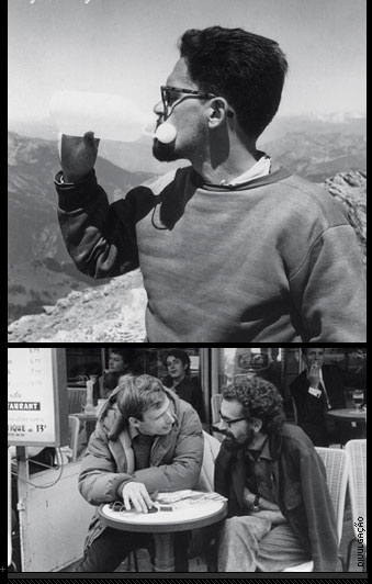 outinho numa caminhada pelos Alpes, em 1960, no fim de uma temporada estudando cinema na França; de volta à Europa, agora num café parisiense em pleno 1968, com um amigo