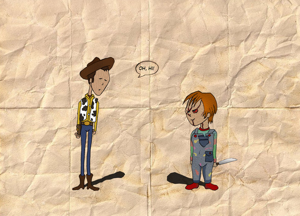 Woody (Toy Story) e Chucky (Brinquedo Assassino)