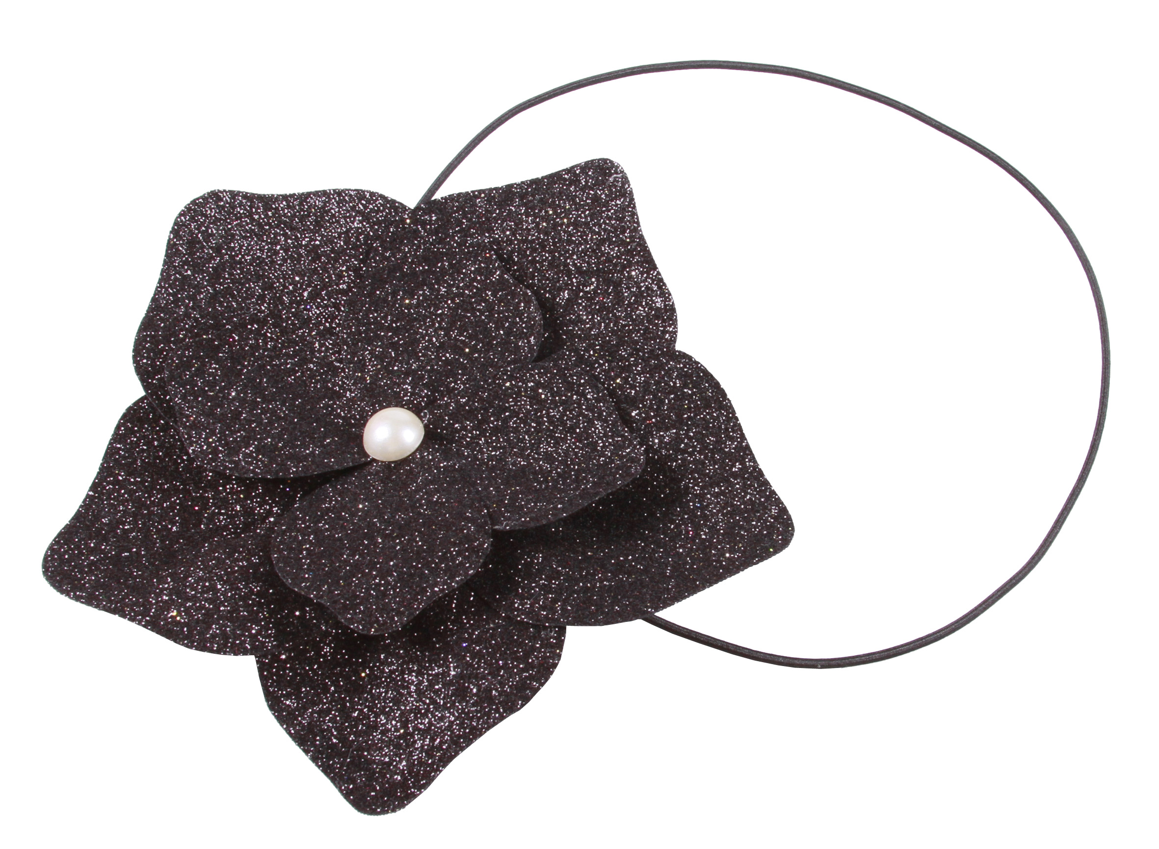 Headband flor glitter preta - R$34,90 - Na Amo Muito