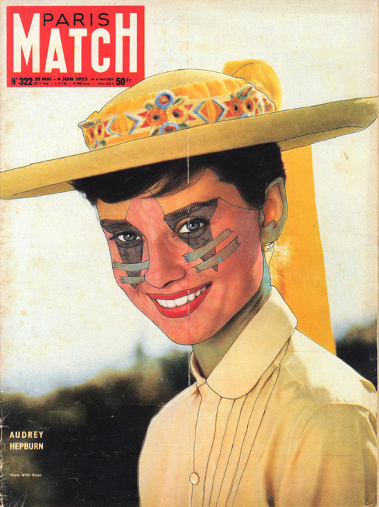 Na capa da Paris Match, Audrey Hepburn