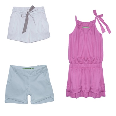 Conjunto Maria Bonita Extra para C&A - shorts branco com laço - R$ 79,90 / shorts branco - R$ 69,90 / macaquinho rosa - R$ 89,90