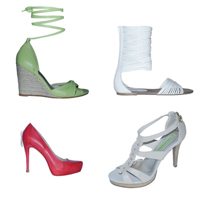 Sandália verde Espaço Fashion para C&A - R$ 99,90 / Sandália Maria Bonita Extra para C&A - R$ 119,90 / Scarpin Maria Bonita Extra para C&A - R$ 149,90 / Gladiadora Espaço Fashion para C&A - R$ 99,90