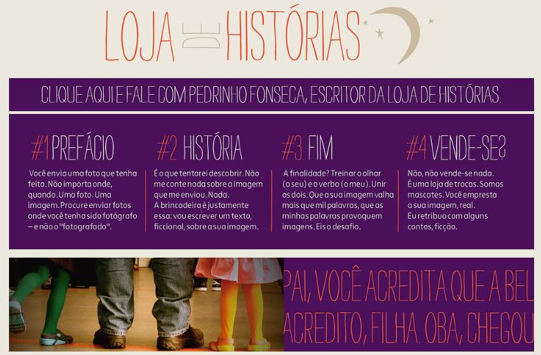 Página inicial da Loja de histórias www.lojadehistorias.com
