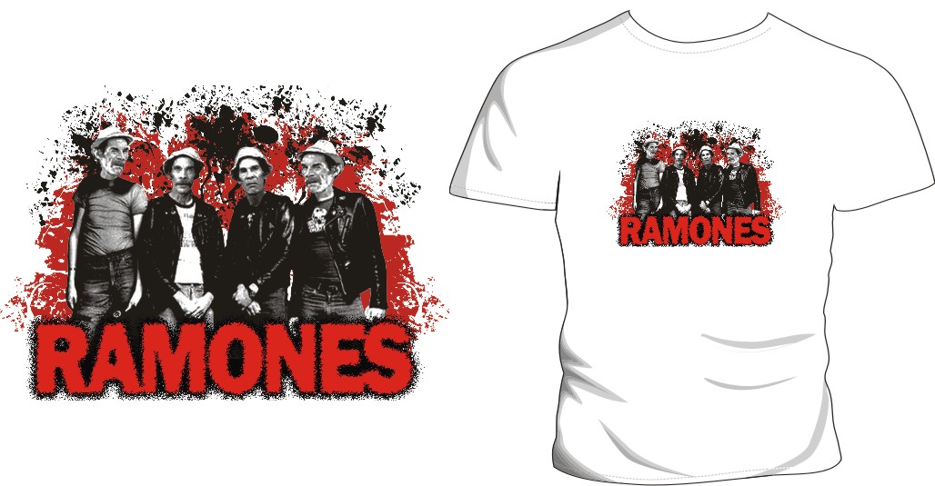 Ramones + Seu Madruga - A piada de colocar Seu Madruga (Don Ramon, no original em espanhol) do Chaves como integrante dos Ramones é velha. Essa camiseta, nem tanto