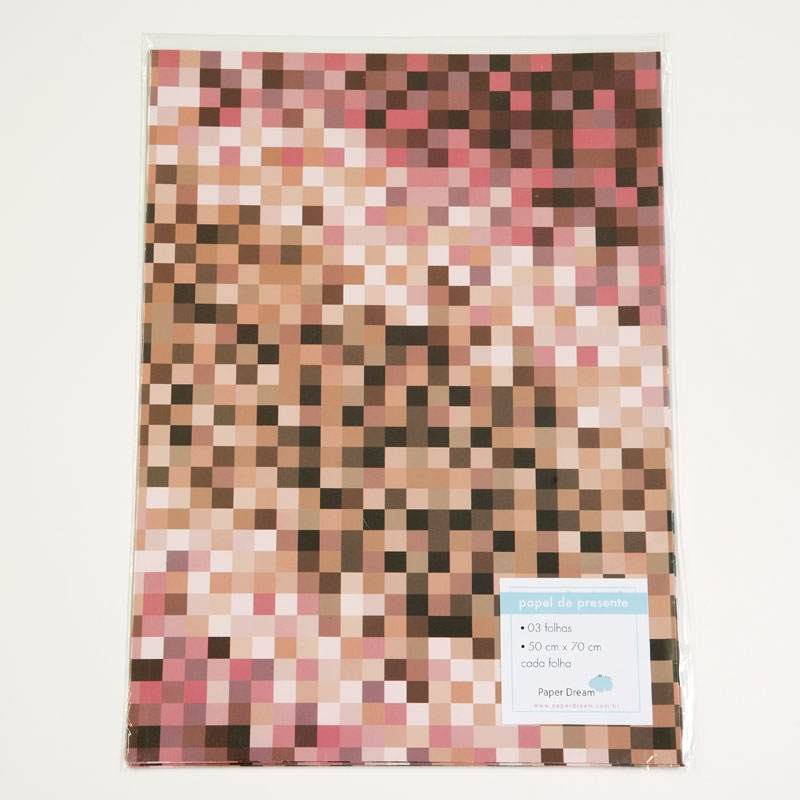 Papel de Presente - Pixel Rosa - R$ 38
