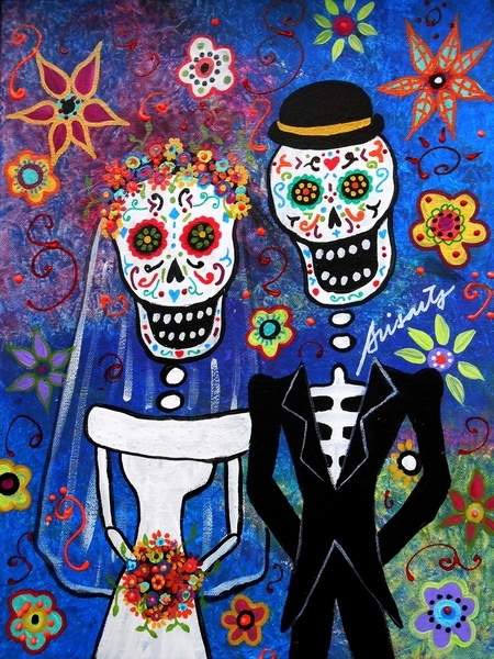 Poster Mexican Folk Art Wedding Painting - Prisarts - na Society6