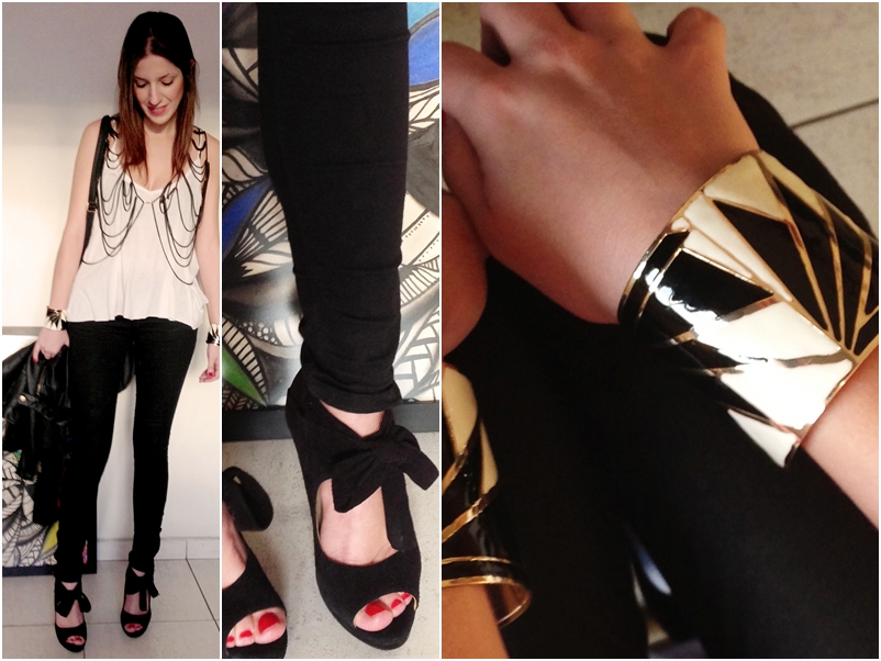 Quinta-feira - Colete de corrente: Tutu Ferreira - Calça: Zara - Regata: Agatha - Pulseiras: Primark - Sandália: Donna Dorff