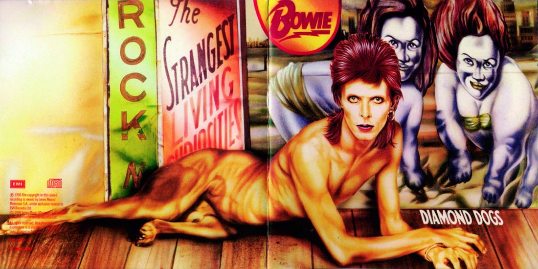 11 Para a capa do Diamond dogs, o artista belga Guy Peelleart pintou um meio-Bowie, meio-cachorro que inicialmente passou desapercebido, mas os executivos da gravadora se ofenderam com a genitália do semi animal e o castraram