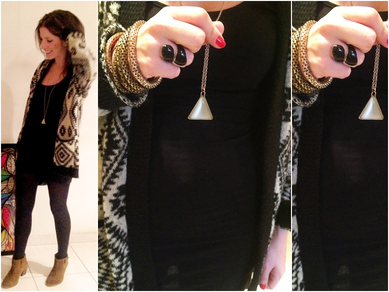 Segunda-feira - Vestido: H&M - Blusa: Top Shop - Bota: Zara - Pulseiras e colar: Top Shop - Anel: lojinha no Rio de Janeiro