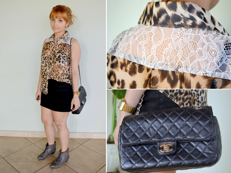 Sexta-feira:  sexta-feira: Barzinho com uns amigos -   Marilia veste camisa feita na costureira, saia veludo cotelê feita   por ela, bolsa Chanel e bota Studio Due