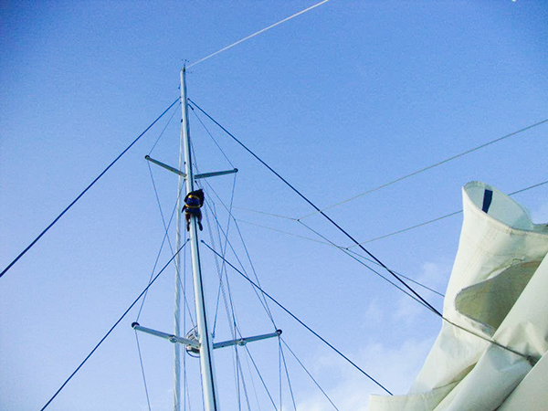 Meu lugar preferido no barco é sempre o topo do mastro