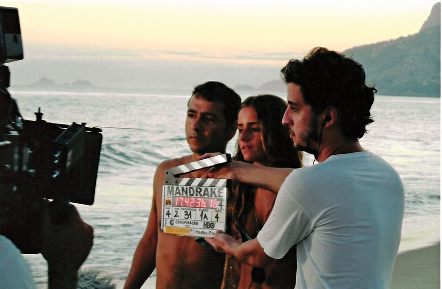 Em 2005, com Marcos Palmeira, nas gravações  da série 'Mandrake'