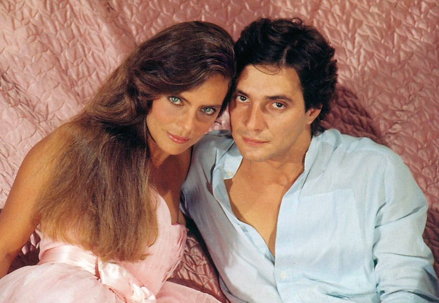 Par romântico com Bruna Lombardi na novela Louco Amor, em 1983