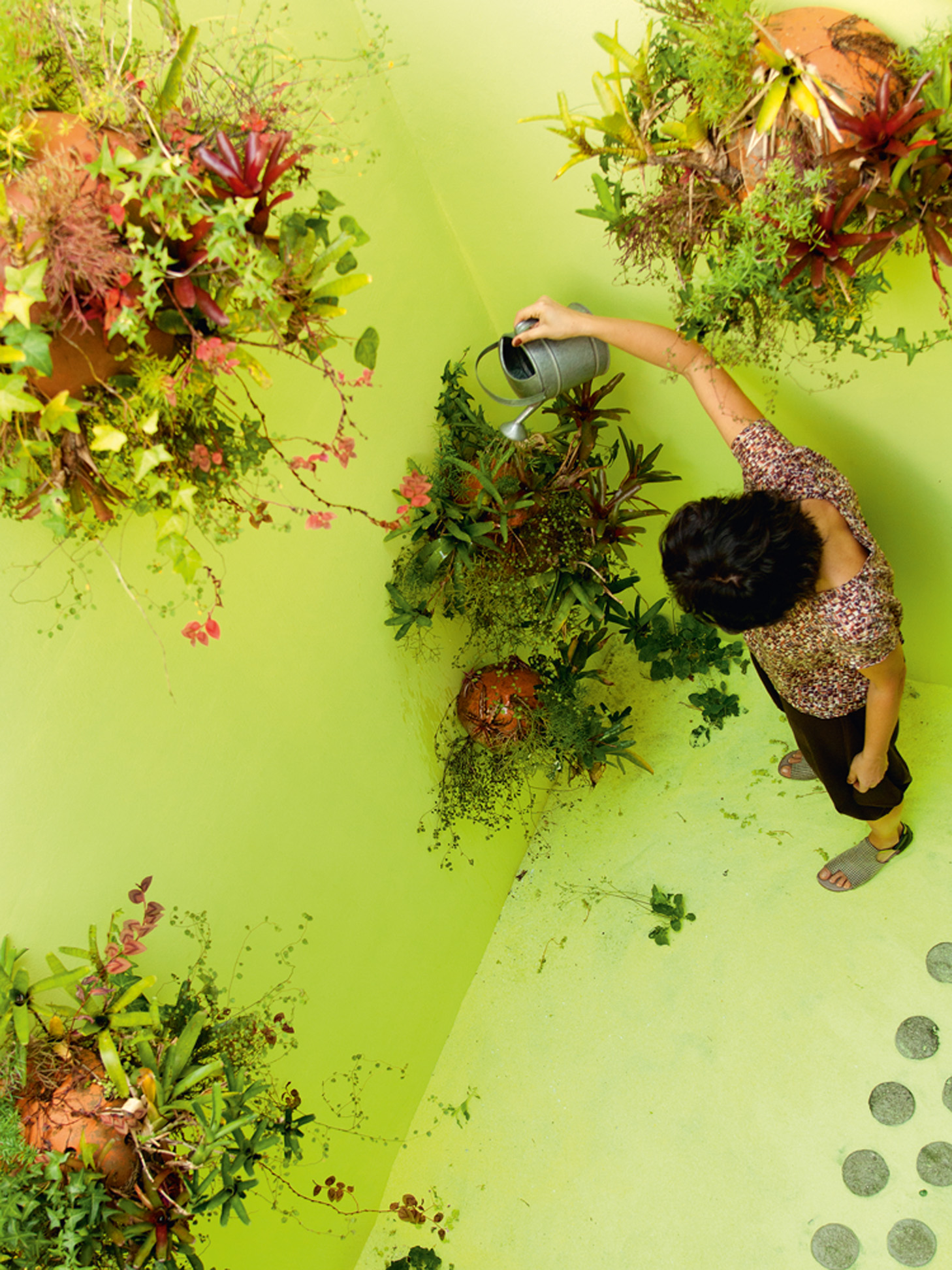 Obra viva - O jardim, uma obra do artista Fernando Limberger, é feito com plantas epífitas, areia amarela e se chama Verdura