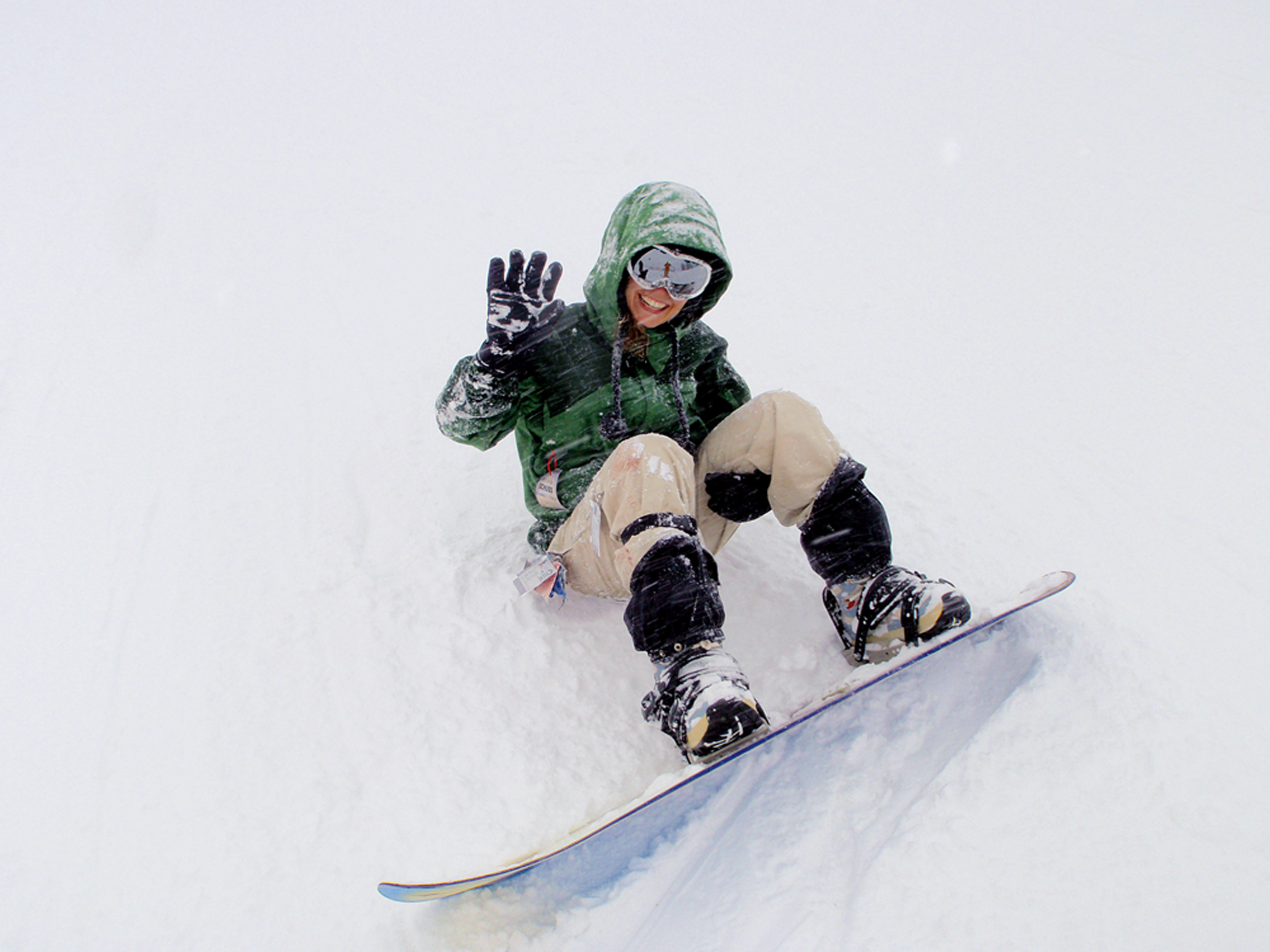 Fabiana se arrisca no snowboard, na Califórnia