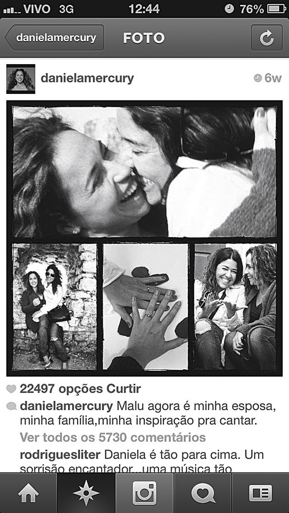 A montagem de fotos produzida em Portugal e publicada no Instagram no início de abril, anunciando o casamento das duas