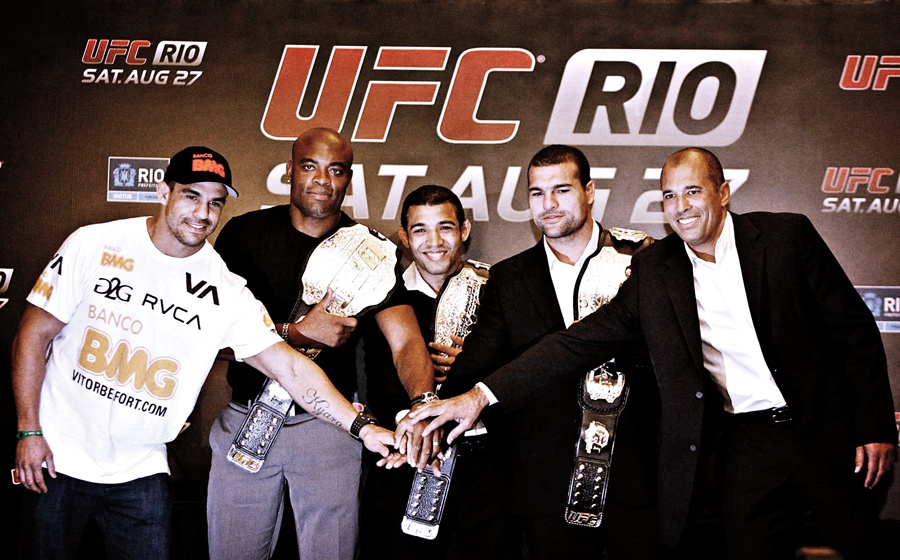 Vitor Belfort, Anderson Silva, José Aldo, Maurício Shogun Rua e Royce Gracie promovem etapa do UFC no Ri