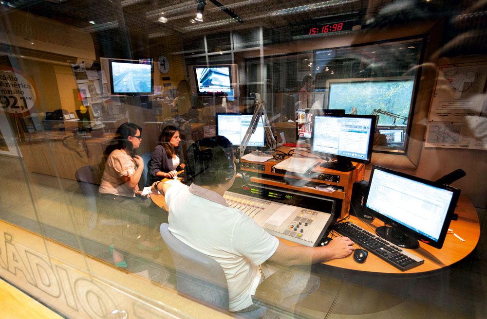 O estúdio da rádio Sul América