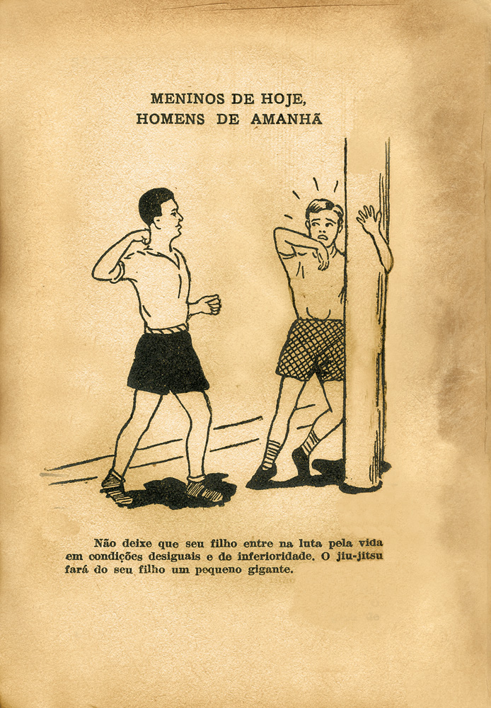 imagens do raro livreto Introdução ao jiu-jítsu, de 1948: 'Não deixe seu filho ser humilhado'