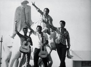 Théo de Barros, Heraldo do Monte, Airto Moreira e, no alto, Vandré, em 1966