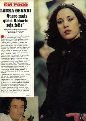 Matéria da Manchete de 1980, em que Laura negou ter ficado com Roberto Carlos em Nova York