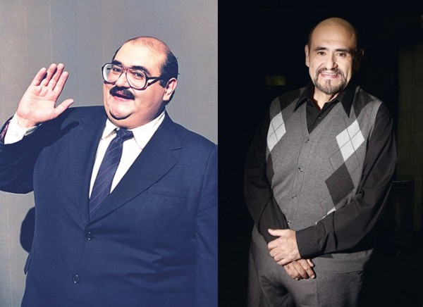 O mexicano Edgar Vivar no papel de senhor Barriga; e após a cirurgia que o fez perder 80 quilos