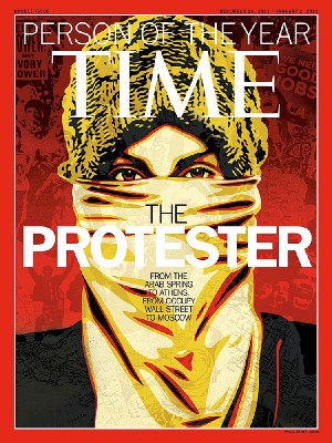 O ativista, homem do ano de 2011 de acordo com a Time