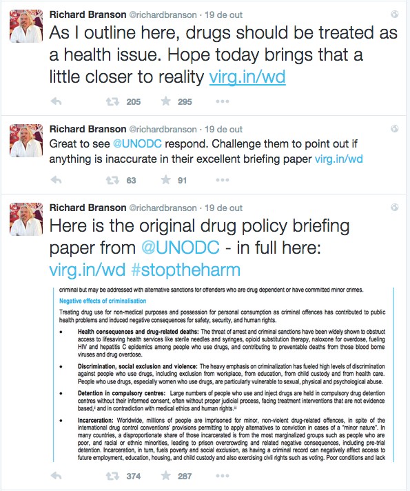  Reprodução da conta do Twitter de Richard Branson, onde o documento foi divulgado.