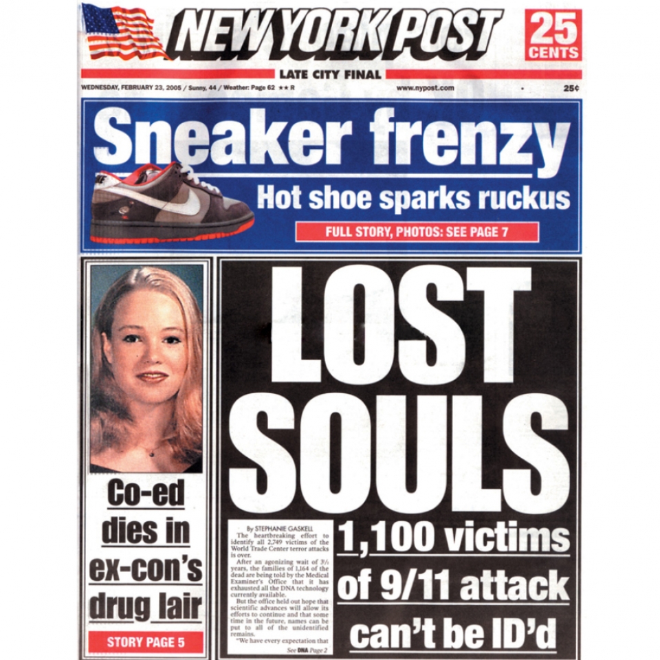 Capa do New York Post de 2005 destacando a repercussão do lançamento do "Pigeon Dunk"