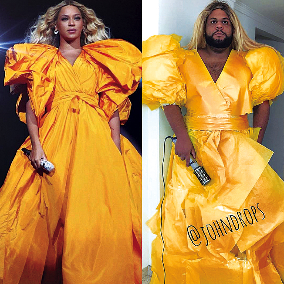A versão de John Drops para o look amarelo de Beyoncé