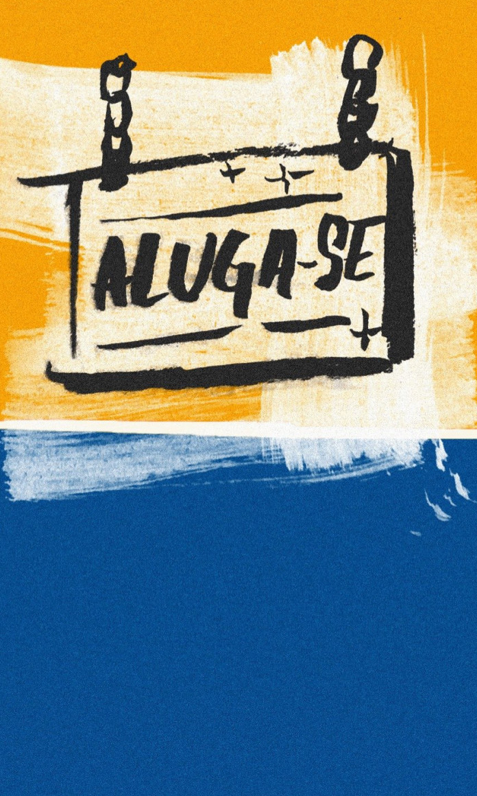 Ilustração de uma placa escrito Aluga-se