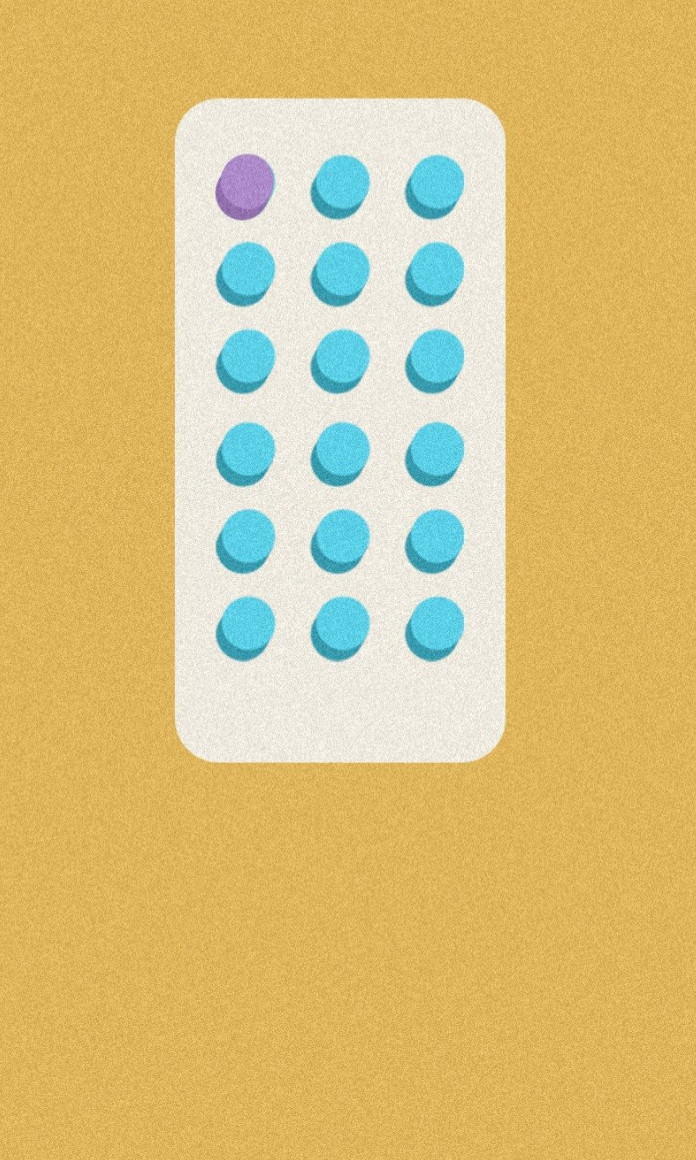 Ilsutração de uma cartela de pilula anticoncepcional