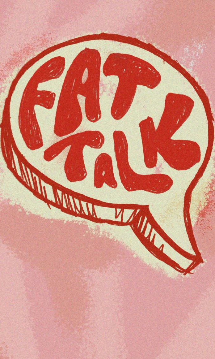 Ilustração de um balão de fala com o escrito: Fat Talk