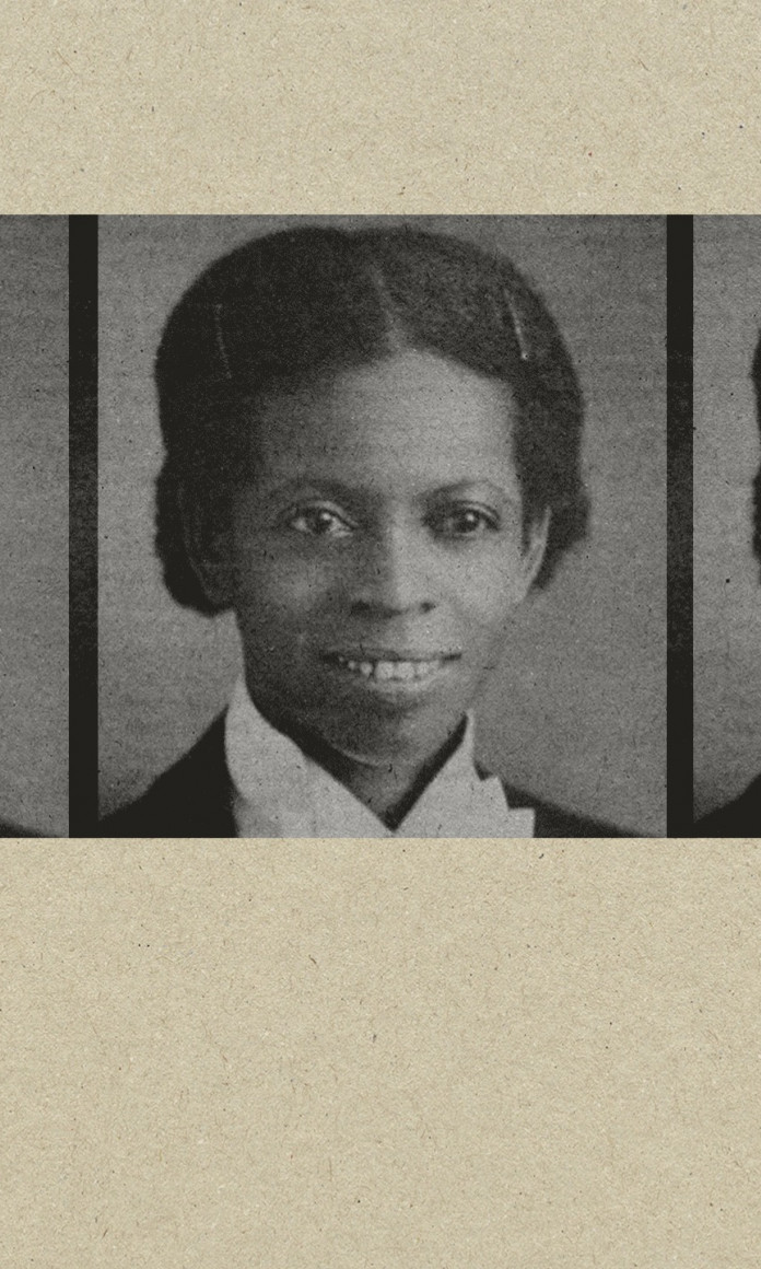 Enedina Alves MArques, mulher negra em foto antiga sorrindo com cabelos presos e curtos