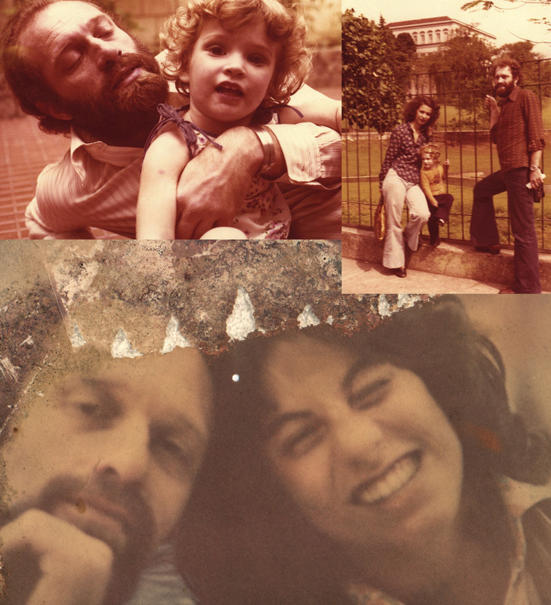 Pereio tamanho família: momento ternura com a filha, Lara; de férias com a primeira mulher, Neila, e Lara; e nos bons tempos com Cissa Guimarães