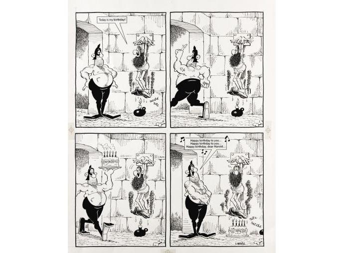 Um dia especial no calabouço: última tira de Don Martin publicada na revista Mad