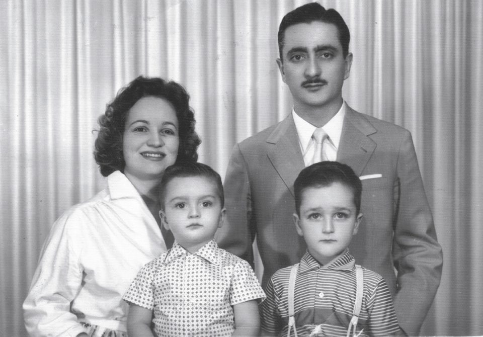 Com a família, na década de 1950