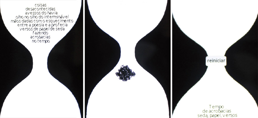 A ampulheta com os poemas de Gabriela em movimento