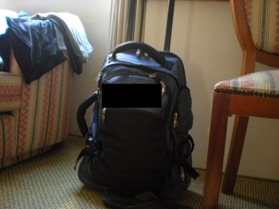 A mala do fotografado era personalizada