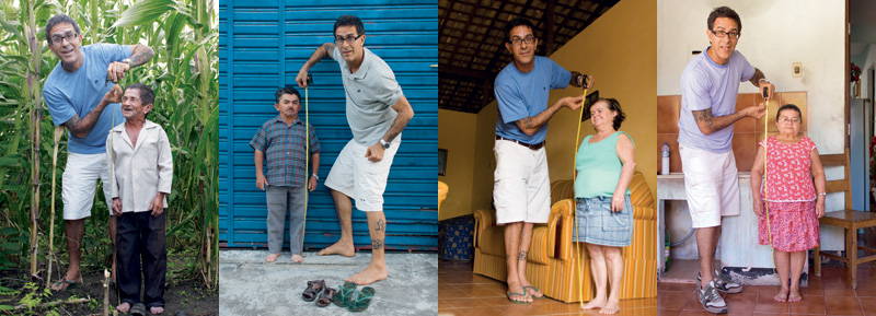 Da esq. para a dir., Arthur, 1,85 m, passa a régua em seu Dodinha, seu Lorinho, Maria Juvência de Melo, Maria da Hora, Clécio, Maria José do Nasciment