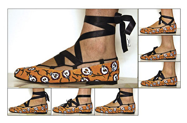 jeitos de amarrar as sapatilhas Lu Fuchs, customizadas a mão