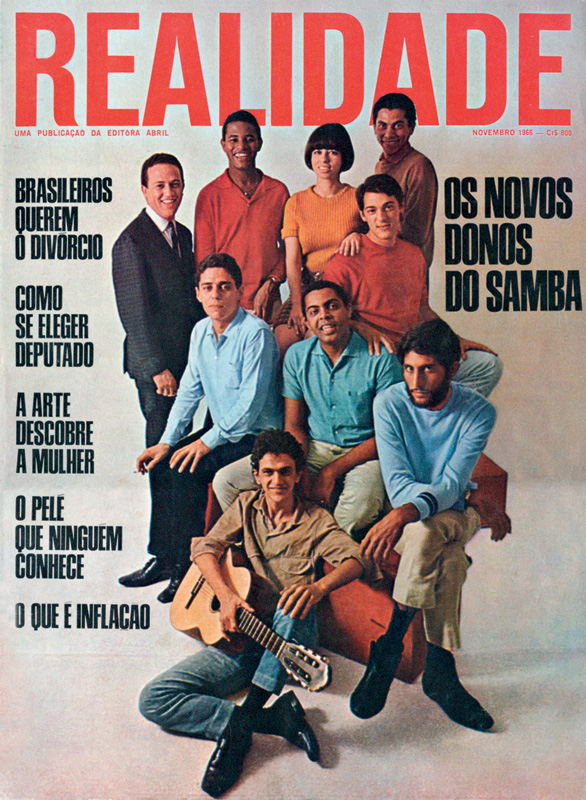 Na Realidade de 66, em sentido horário, a partir do homem de terno: Milton Banana (Tamba Trio), Jair Rodrigues, Nara Leão, Paulinho da Viola, Toquinho, Magro (MPB-4), Caetano Veloso, Chico Buarque e Gilberto Gil