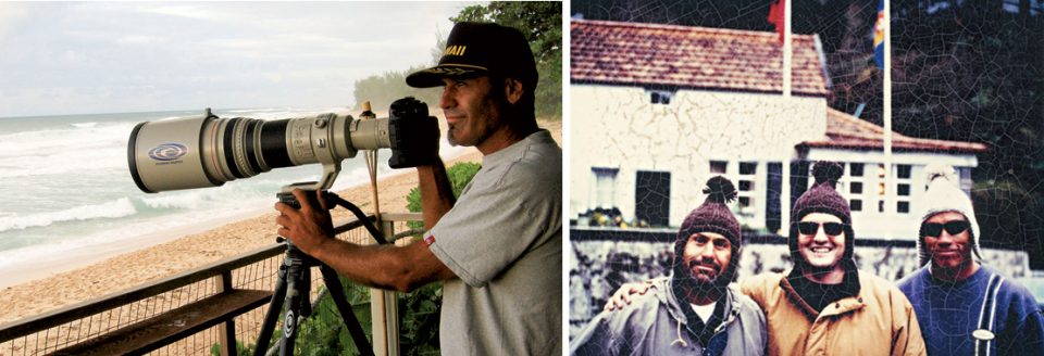 Jim Russi fotografando e com Paulo Lima e Aarong Chang na ilha da Madeira, em meados dos anos 90