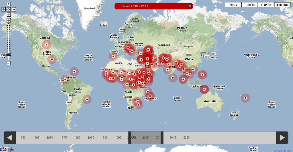 Conflict History - Mapa das ações militares entre 2000 e 2011